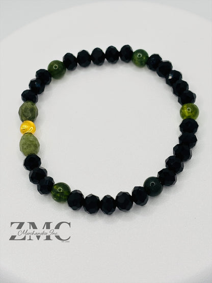 18K Gold Cats Eye Ball with Jade Stone