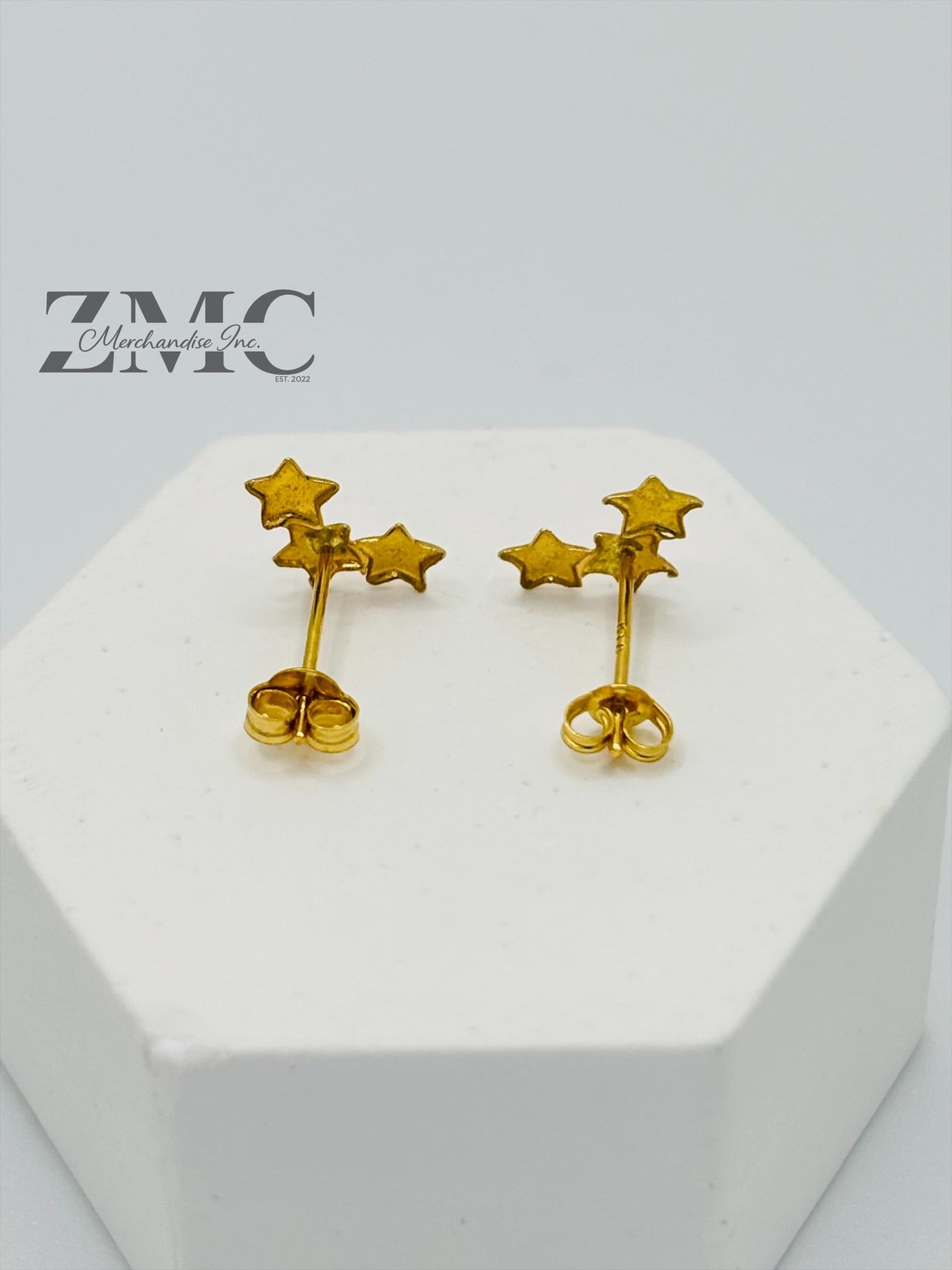 18K Gold 3 Star Earrings
