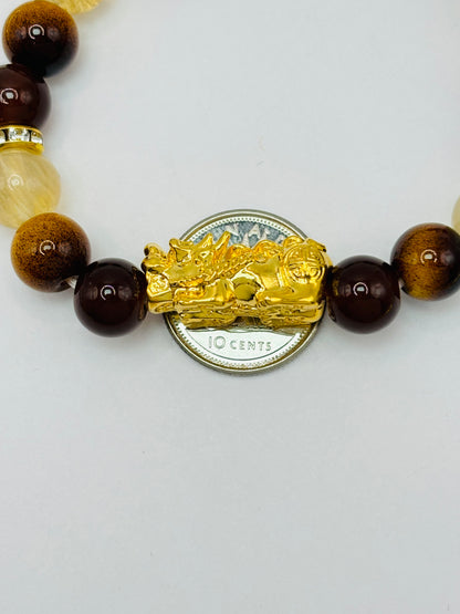 18K Gold  Lucky Piyao/ Pi Xiu Tiger Eye  ( Hollow Empty Inside) Large Size