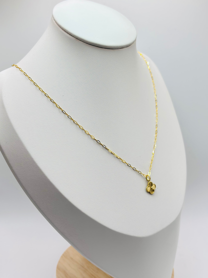 18K Gold Mini Paperclip Clover Necklace