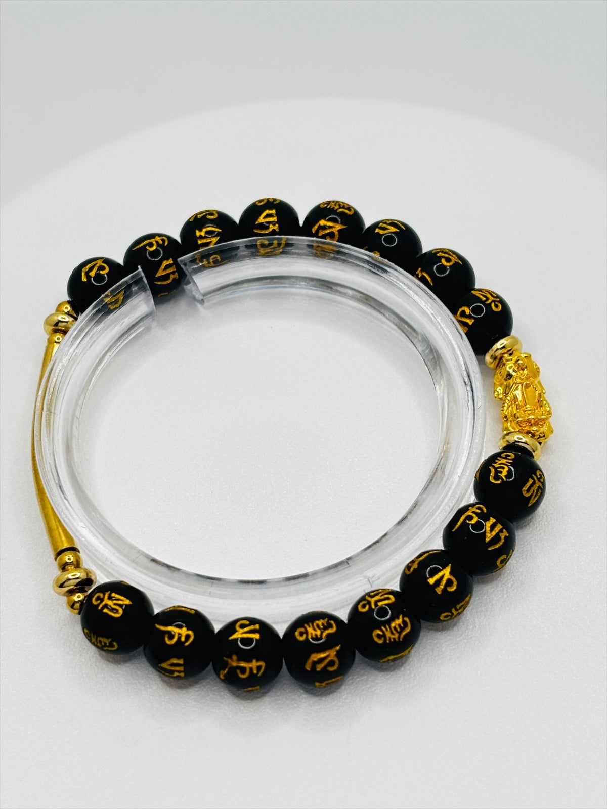 18K Gold Lucky Piyao/ Pi Xiu Black Mantra Bracelet ( Hollow Empty Inside) SMALL PIYAO