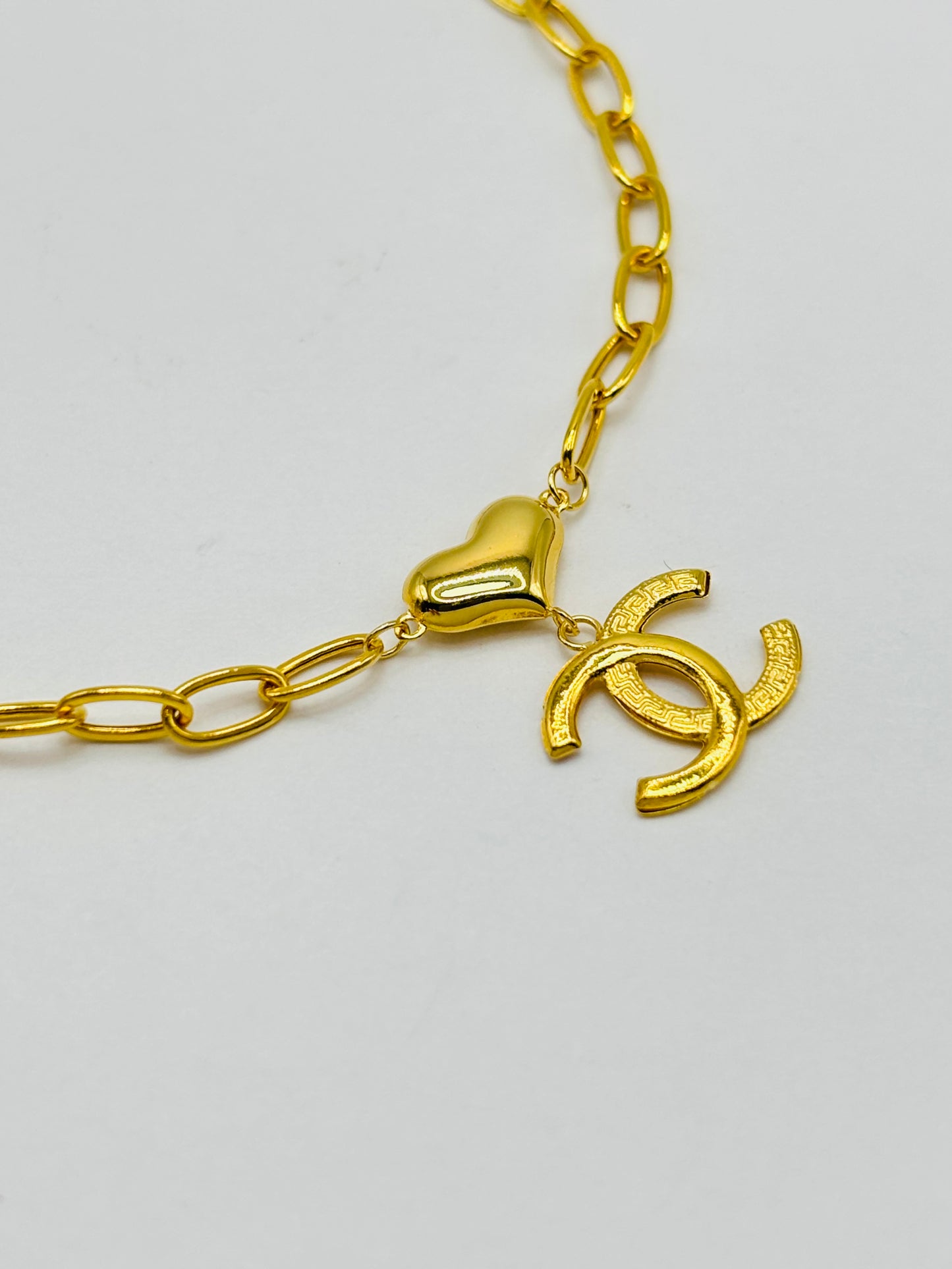 18K Gold C Heart Bracelet