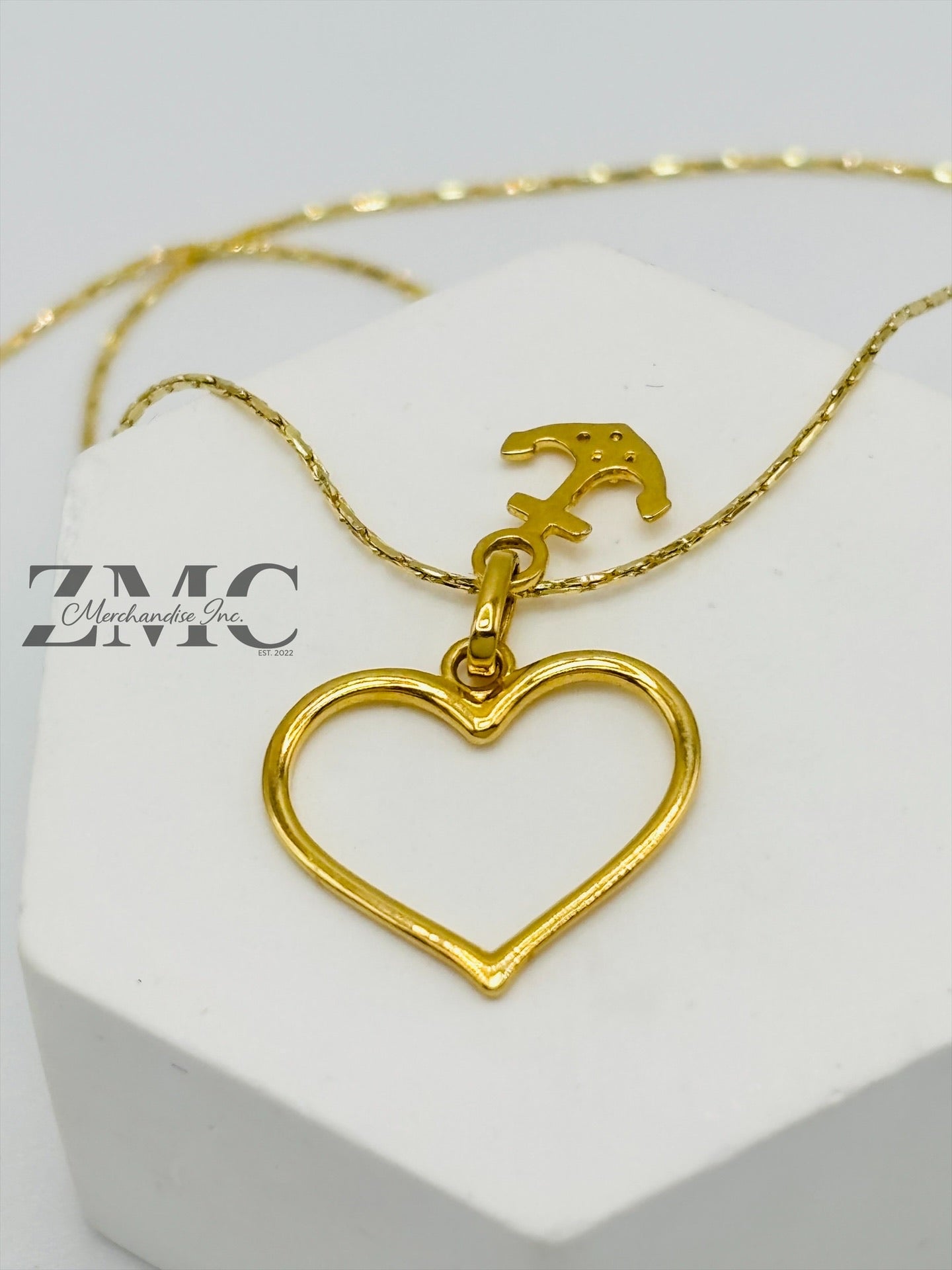 18K Gold Heart & Anchor Necklace