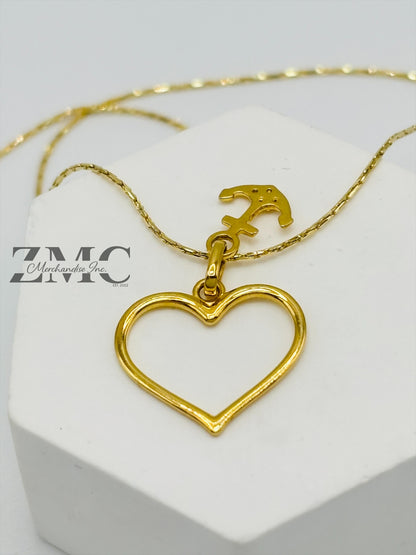 18K Gold Heart & Anchor Necklace