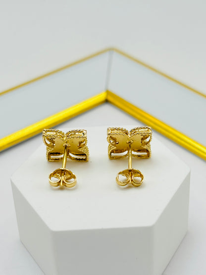 18K Gold Flower Earrings