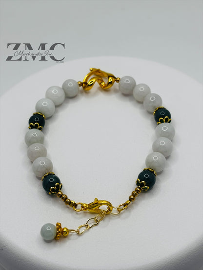 18K Gold Open Heart Jade Bracelet (Electroform Heart)