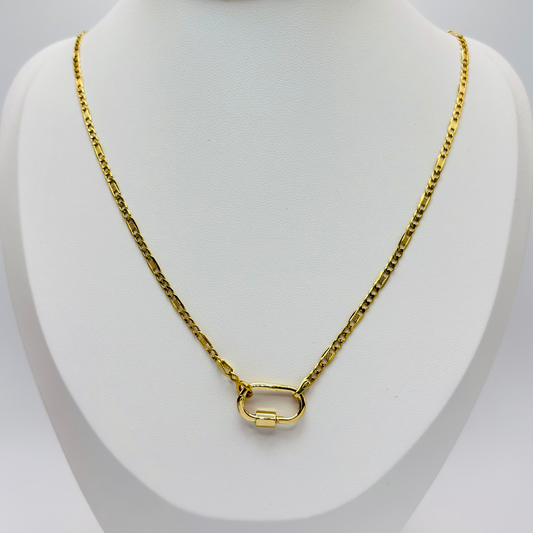 18K Gold Necklace Carabiner Necklace