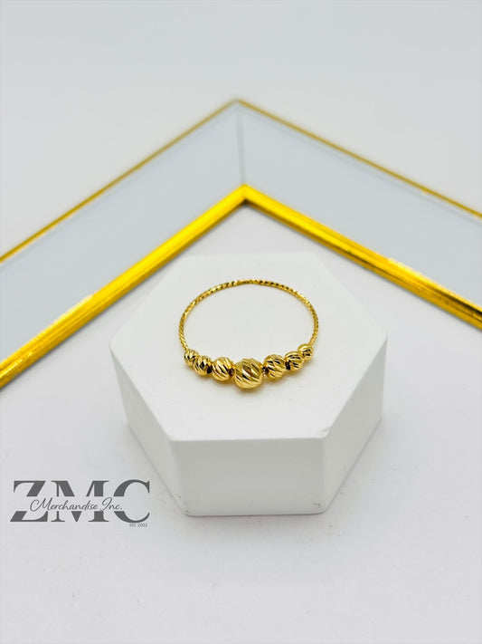 18K Gold Diamond Cut Ball Ring