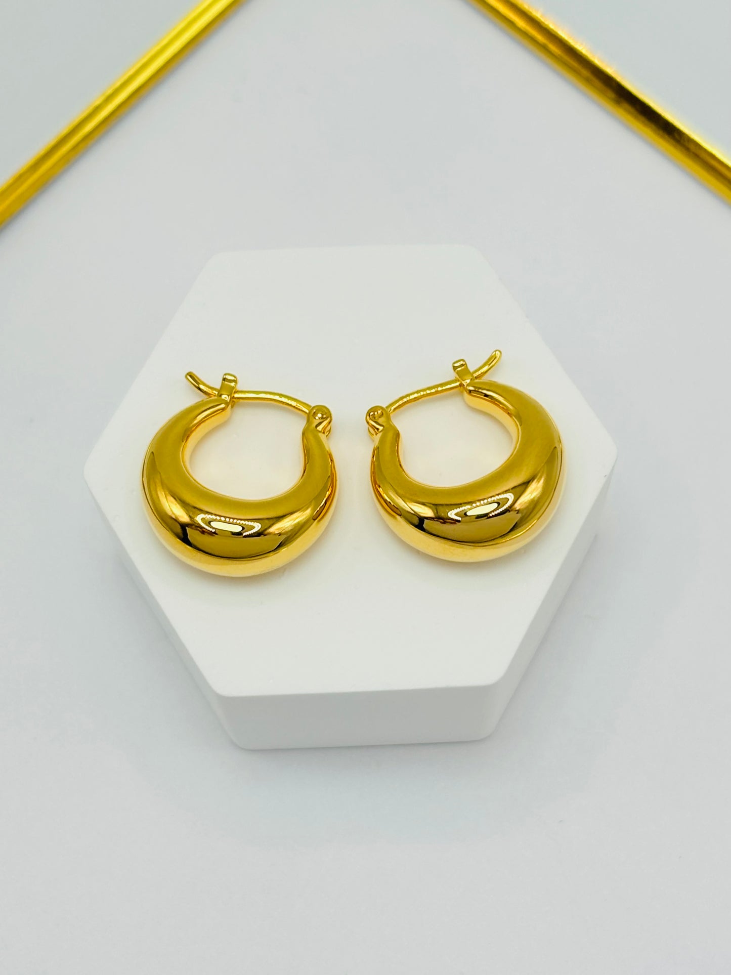 18K Gold Plain Loop Earrings (Electroform)