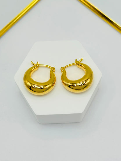 18K Gold Plain Loop Earrings (Electroform)