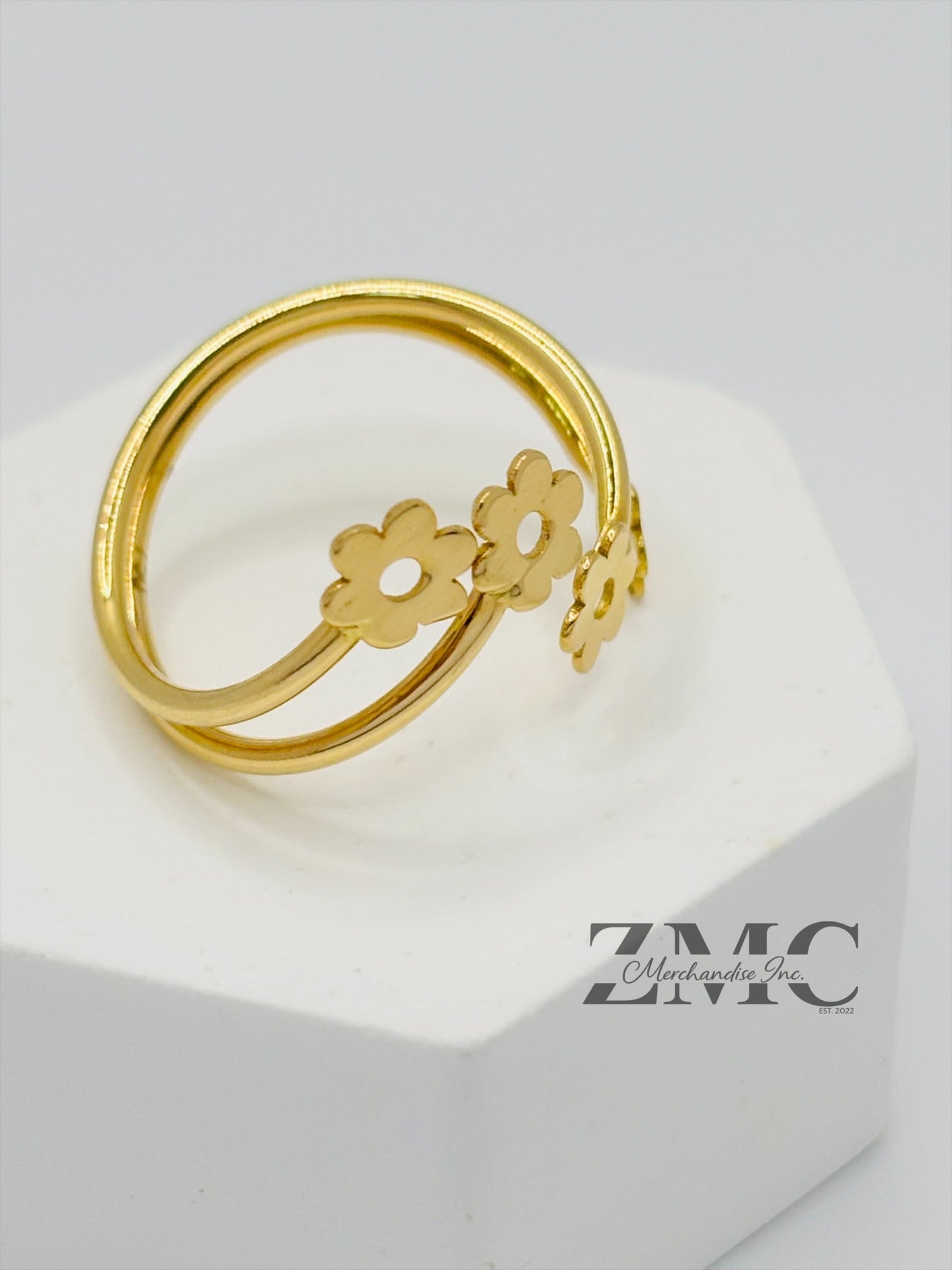18K Gold Spiral Flower Ring