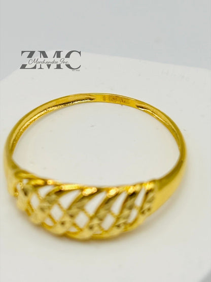 18K Gold Net Diamond Cut Ring