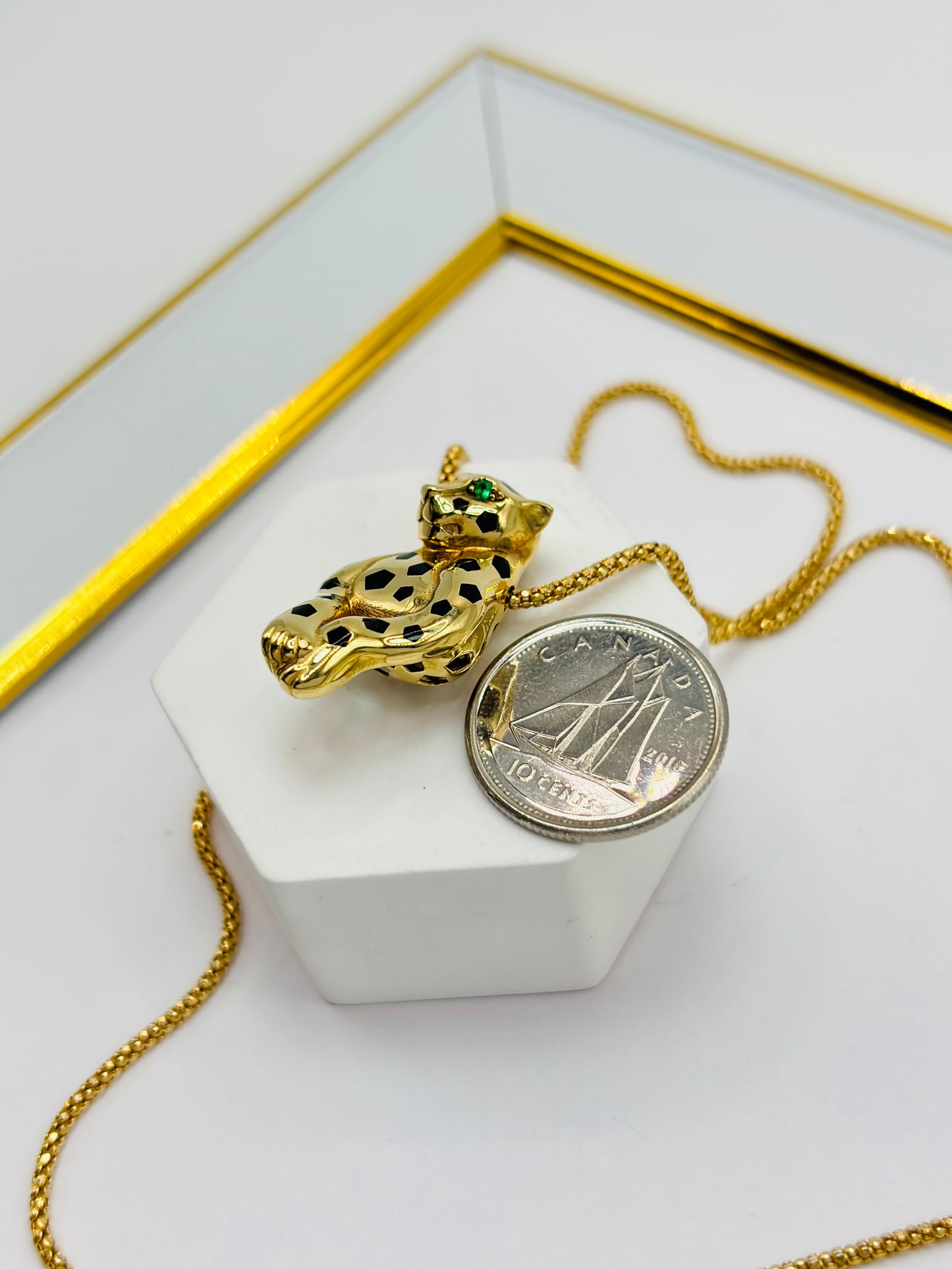 18K Gold Hanging Panther Necklace