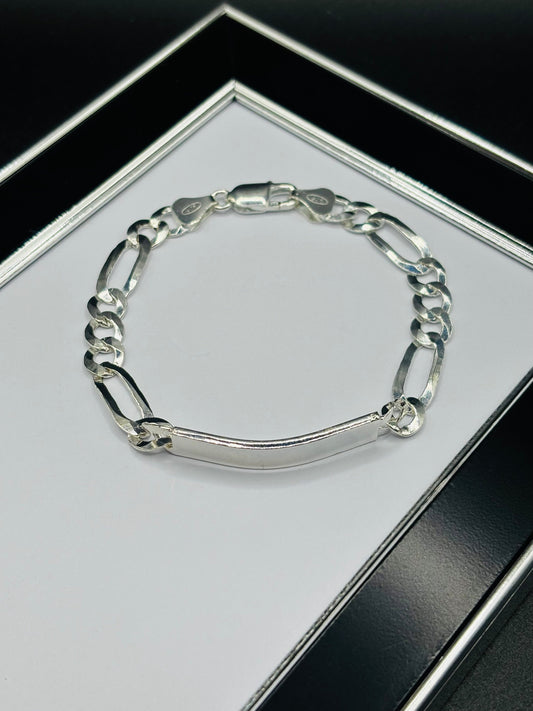 S925 Silver name Figaro Bracelet