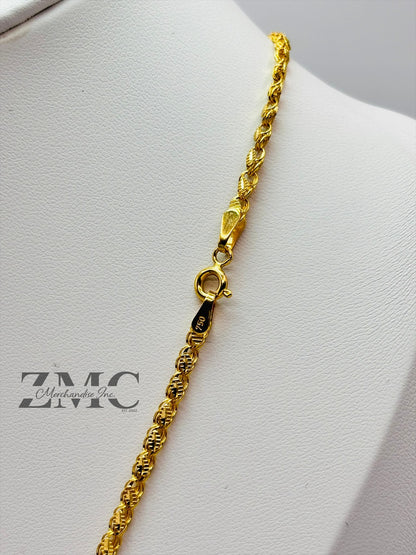 18K Gold Slim Damascus Chain
