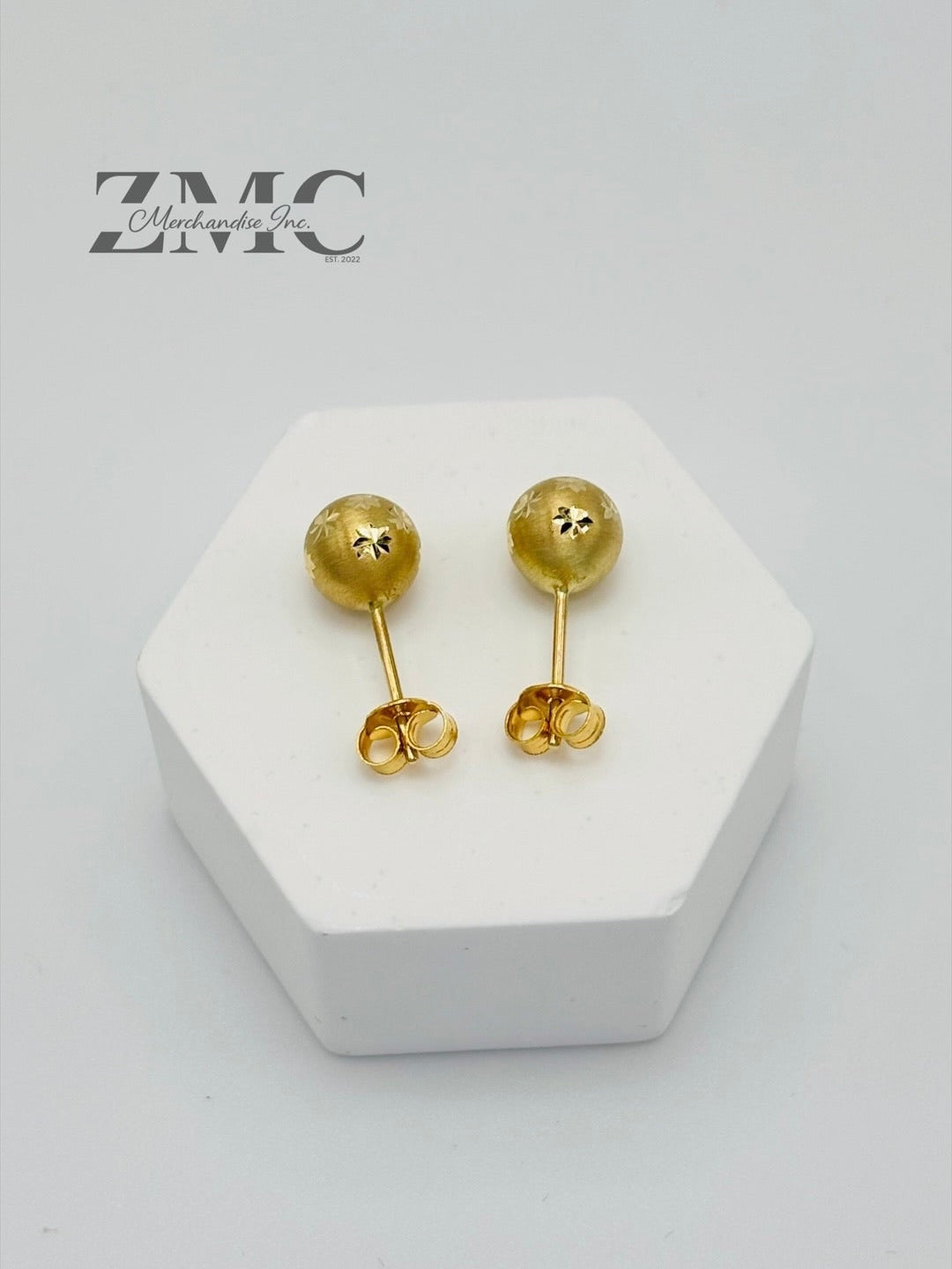 18K Gold Star Ball Earrings