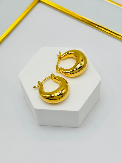 18K Gold Plain Loop Earrings (Electroform)
