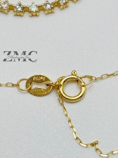 18K Gold Attached 7 Stone Necklace 0.168 carat Natural Diamond
