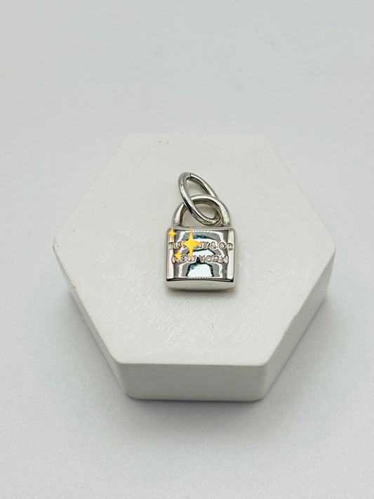 18K Gold White Gold Padlock Pendant