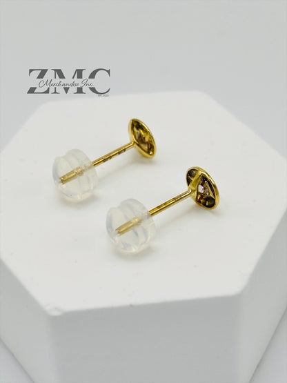 K18 Japan Gold Circle Natural Diamond Earrings 0.20ct