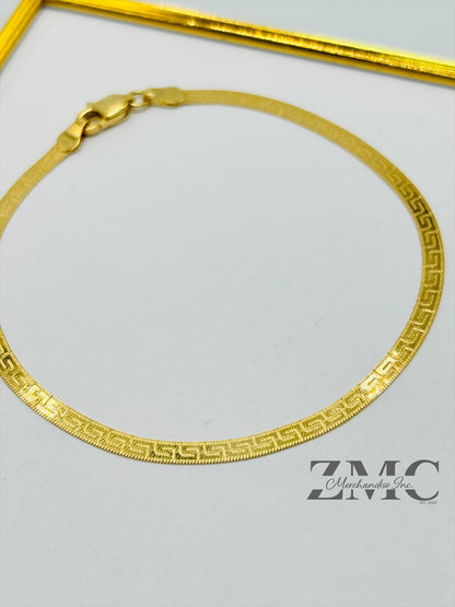 18K Gold F Flat Bracelet