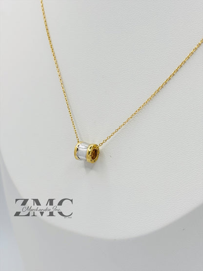 18K Gold Necklace with Barrel Pendant (Chocker Adult/Kids)