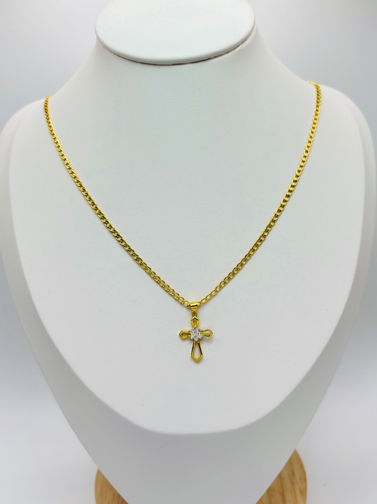 18K Gold Cross Rositas Necklace