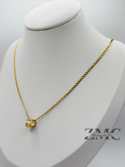 18K Gold Tri-color Barrel Necklace
