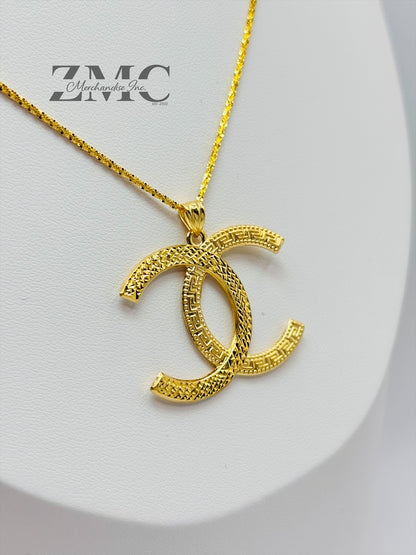 18K Gold C Necklace Slider