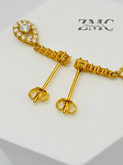 18k Gold Teardrop Dangling Stud Moissanite Diamond Earrings
