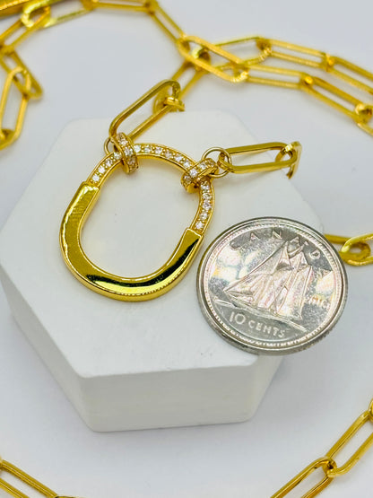 18K Gold Paperclip Interlock Necklace