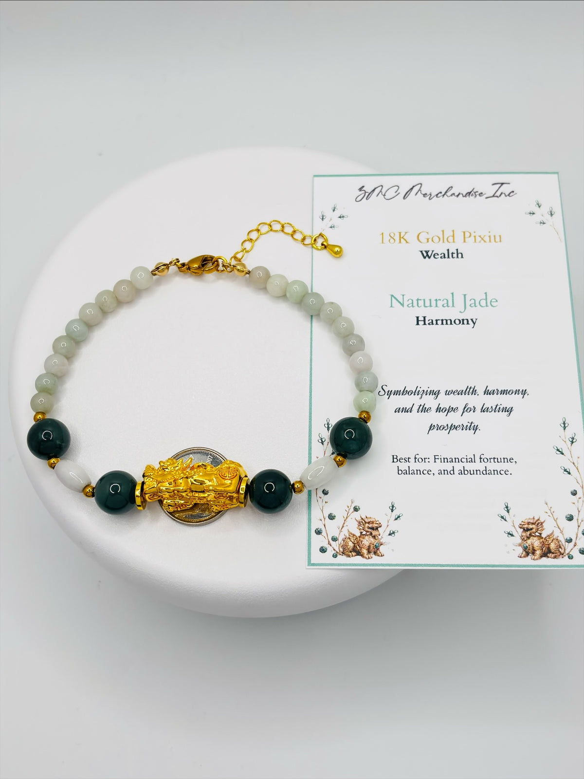 18K Gold Lucky Piyao/ Pi Xiu  Jade Bracelet Bracelet( Hollow Empty Inside) EXTRA LARGE PIYAO