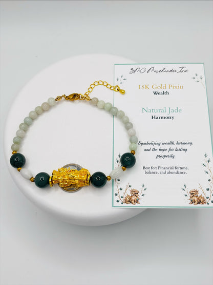 18K Gold Lucky Piyao/ Pi Xiu  Jade Bracelet Bracelet( Hollow Empty Inside) EXTRA LARGE PIYAO