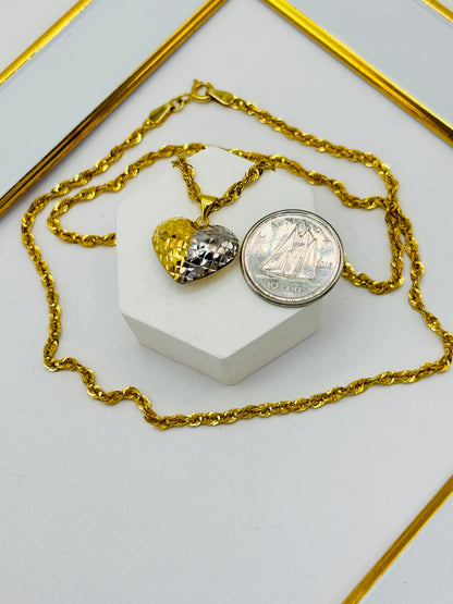 18K Gold Two-tone Heart Necklace