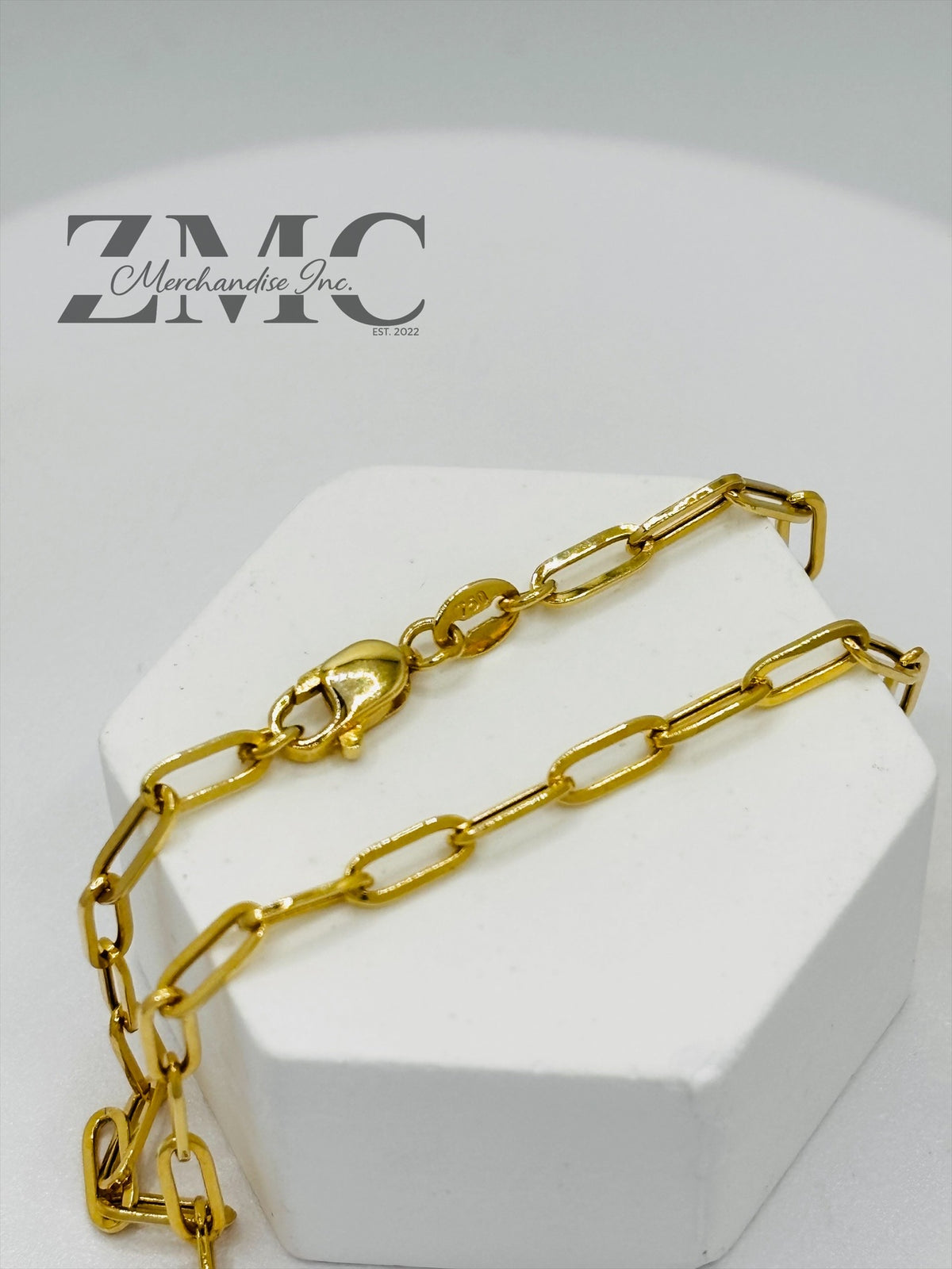 18K Gold Mini Paperclip Bracelet
