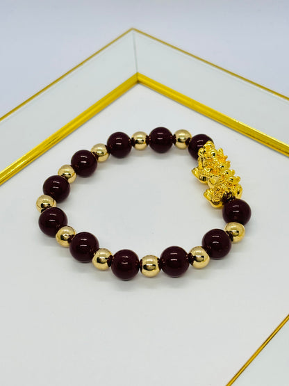 18K Gold  Lucky Piyao/ Pi Xiu Bracelet Red Gold ( Hollow Empty Inside) Extra Large Size