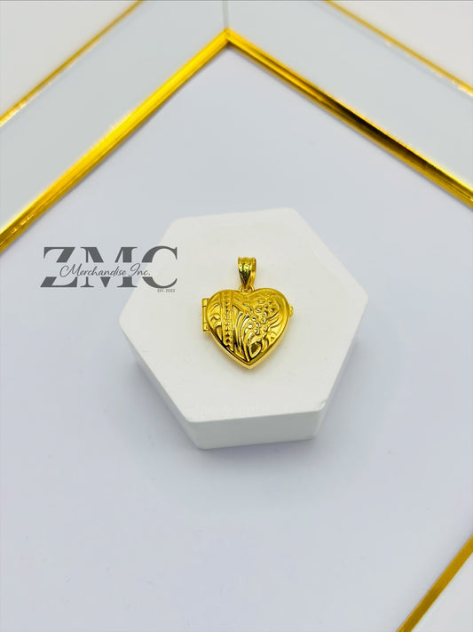 18K Gold Locket Heart Pendant
