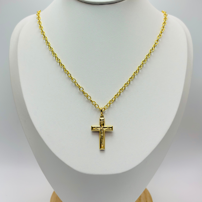 K18 Japan Cross Pendant with 18K Gold Chain