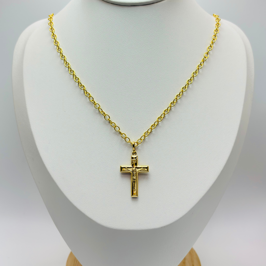 K18 Japan Cross Pendant with 18K Gold Chain