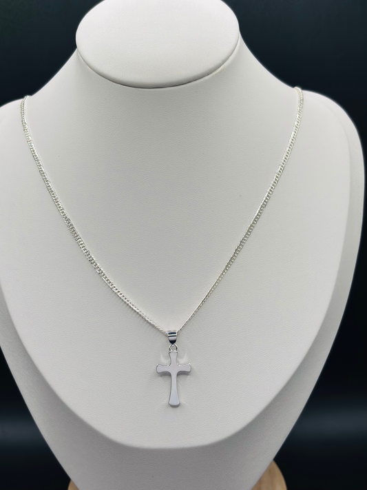 S925 Silver Plain Cross Necklace
