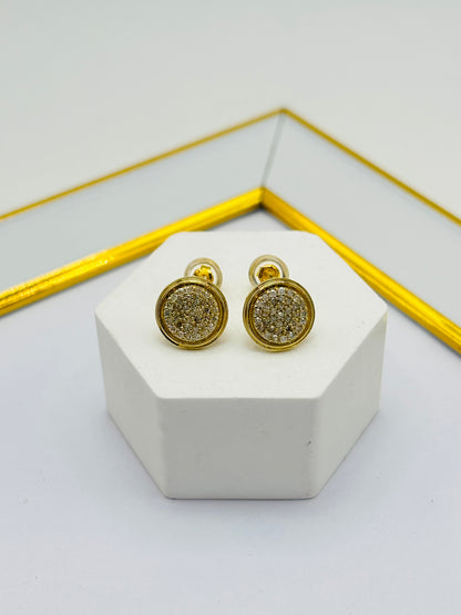 K18 Japan Gold Round Natural Diamond Earrings 0.34 carat