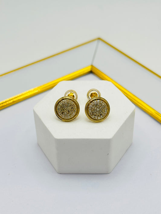 K18 Japan Gold Round Natural Diamond Earrings 0.34 carat