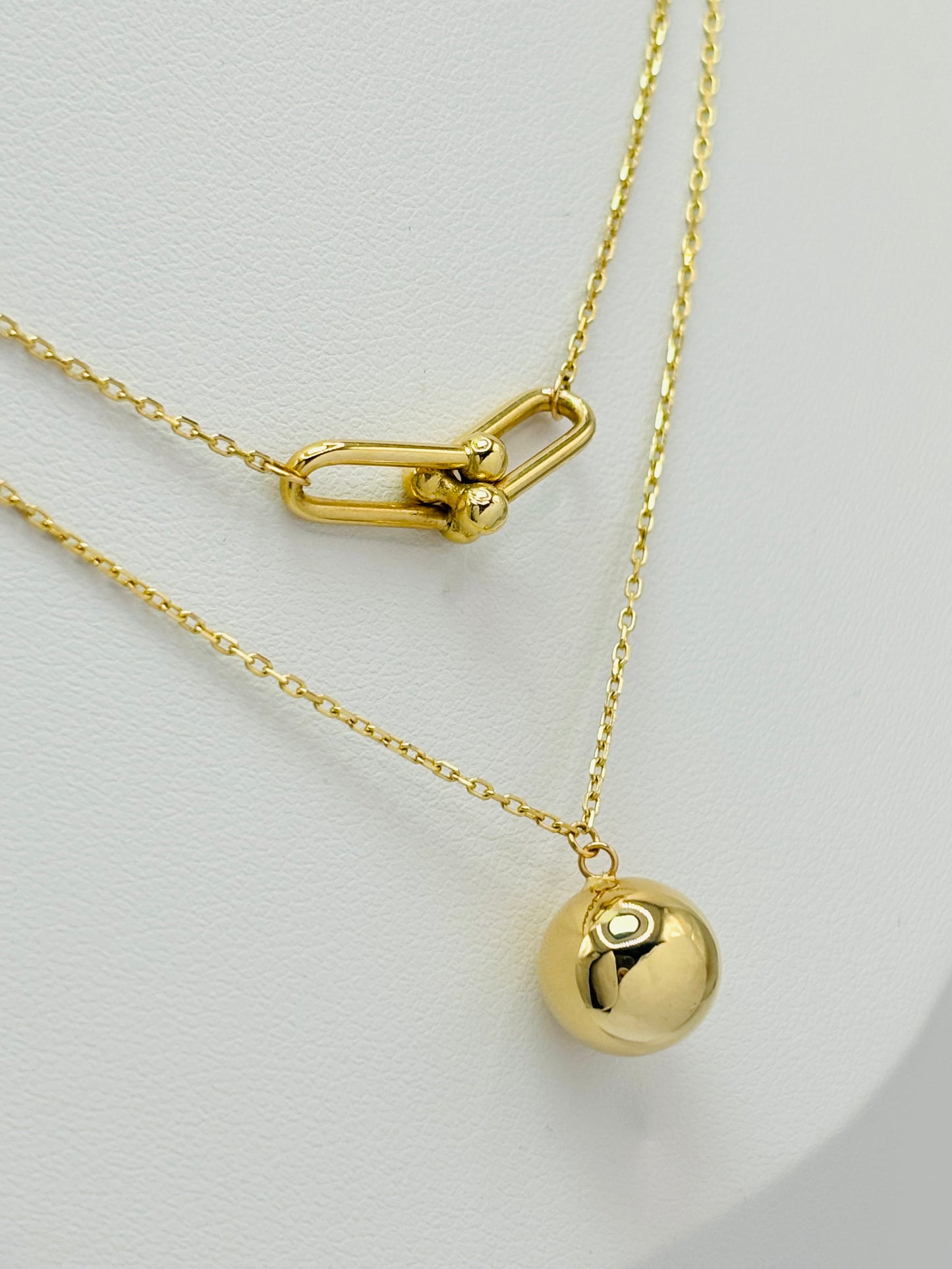 K18 Japan Gold Layered Attached Necklace