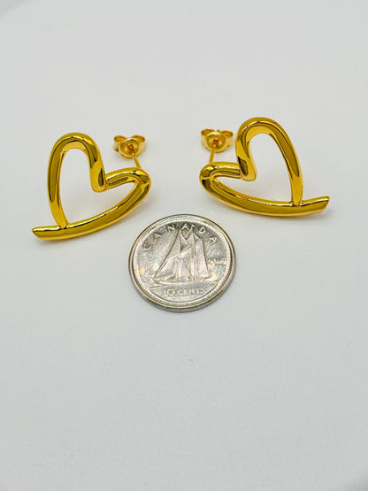 K18 Japan Gold Open Heart Earrings (Electroform)
