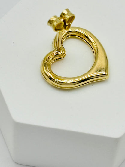 18K Gold Open Heart Earrings