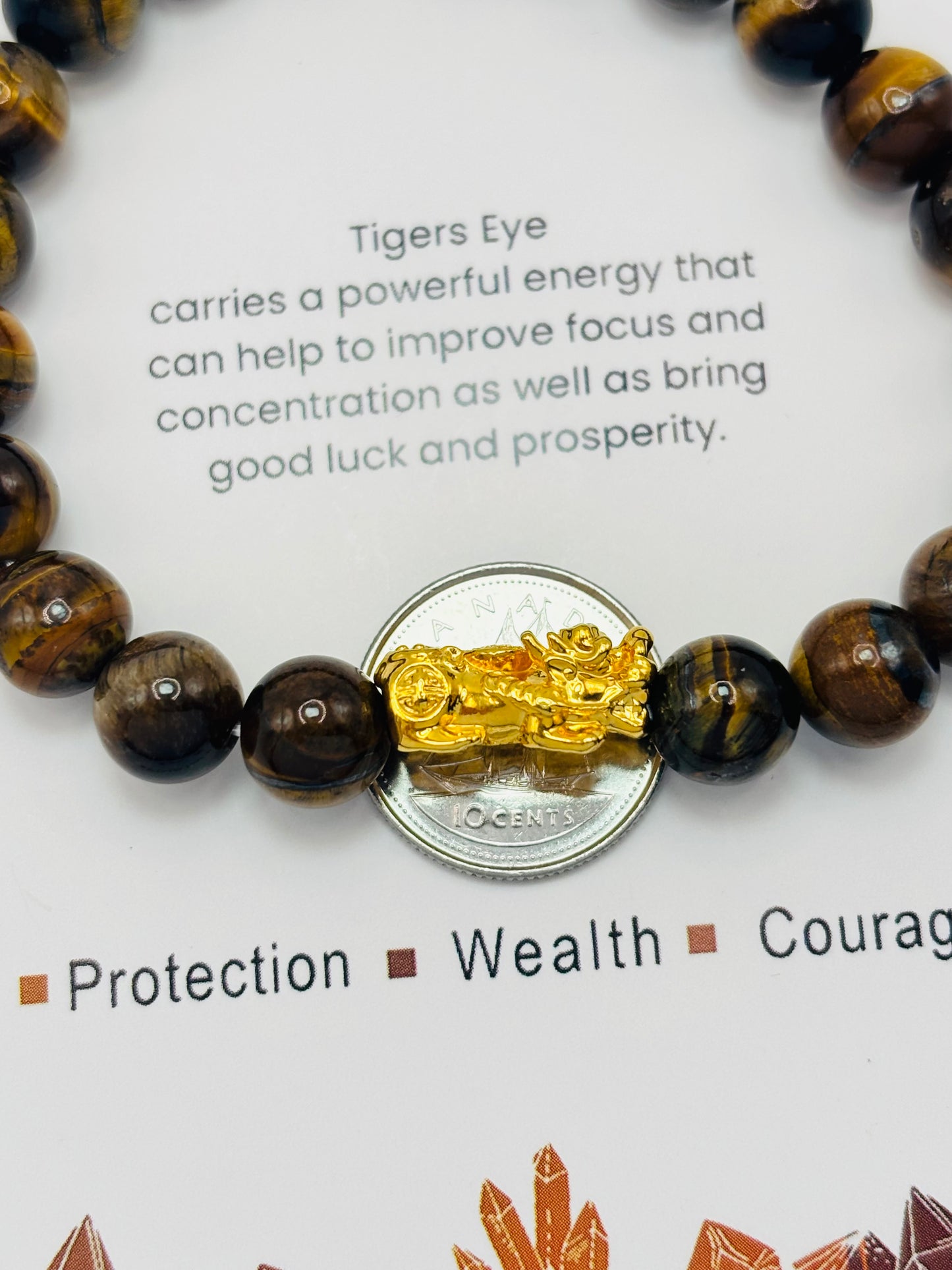 18K Gold Lucky Piyao/ Pi Xiu Tiger Eye Stone ( Hollow Empty Inside) Medium Size
