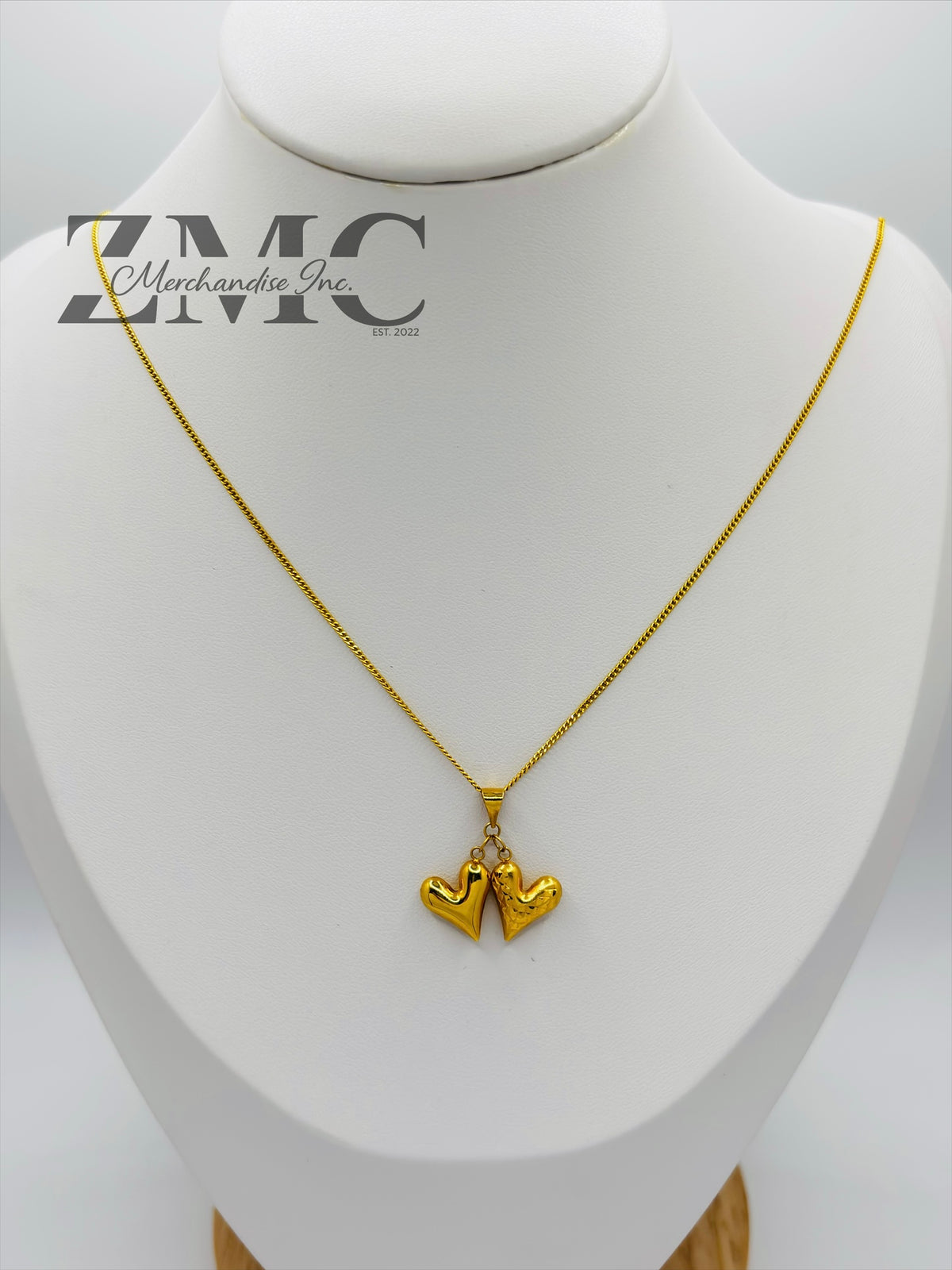 18K Gold Double Heart Necklace