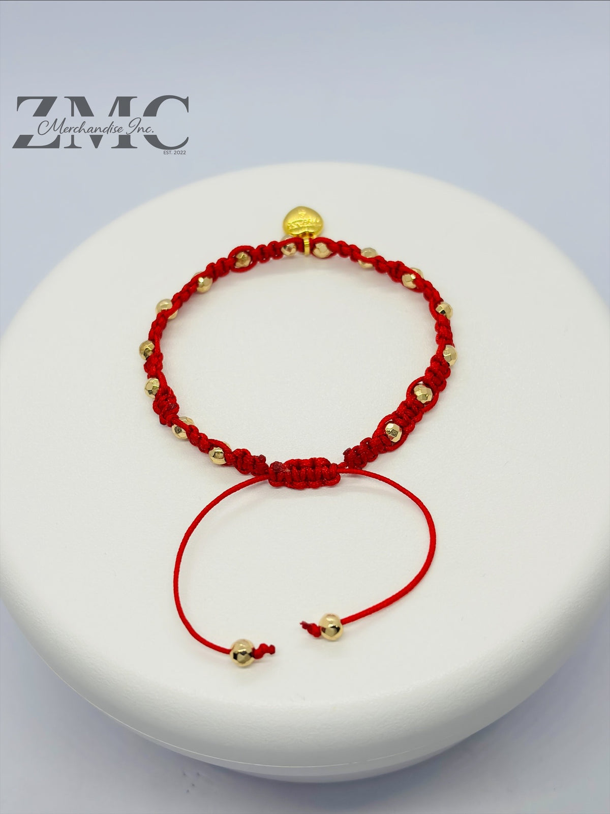 18K Gold Red Heart Small String Bracelet