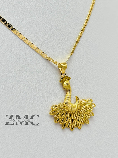 18K Gold Peacock Necklace