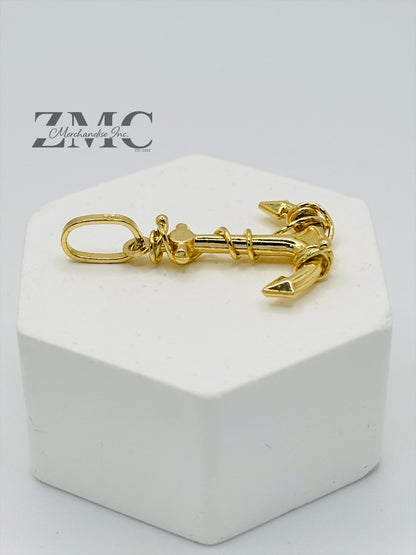 18K Gold Anchor Pendant